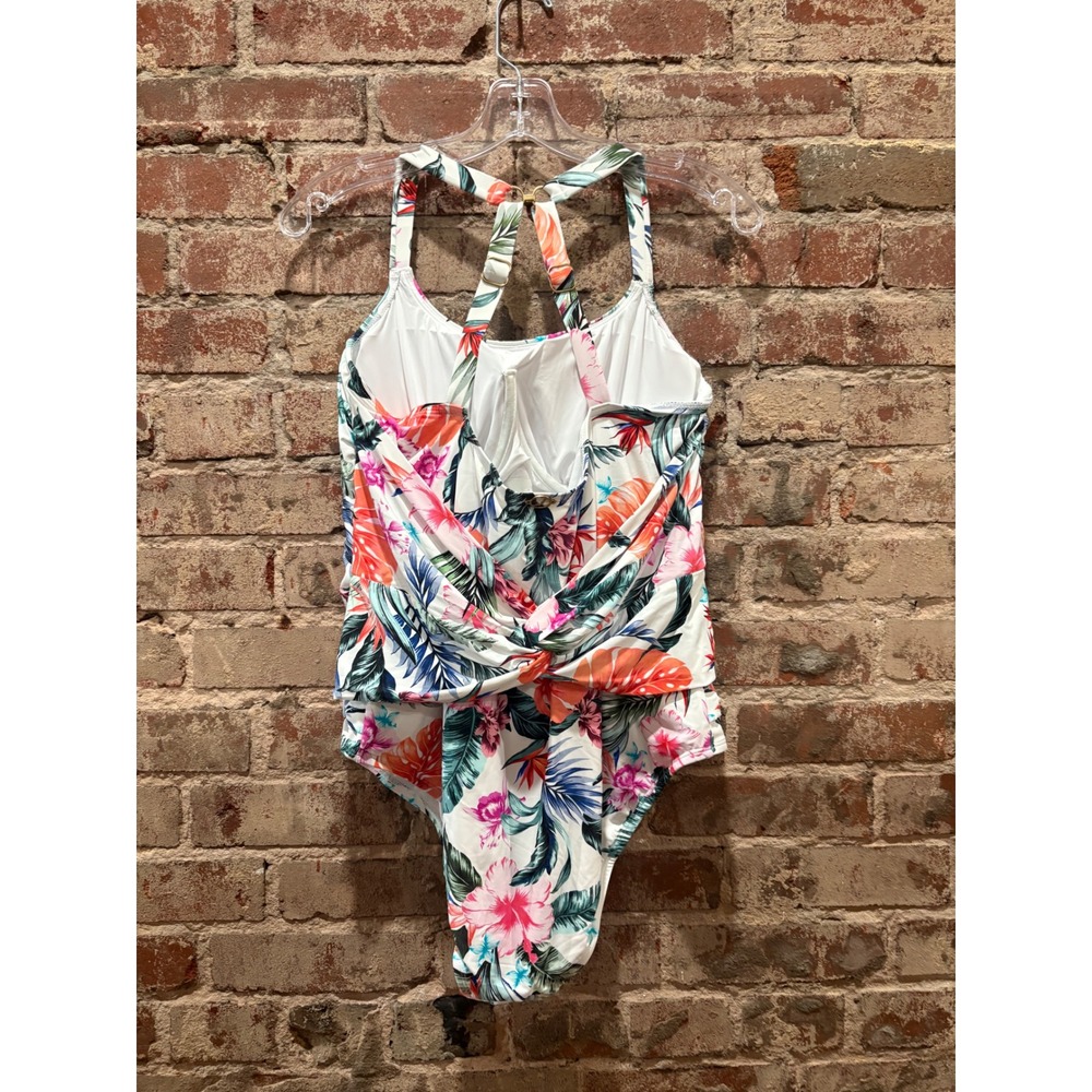 Jantzen Tropical Floral One Piece Swimsuit Multicolor 18W NWT - Picture 3 of 5